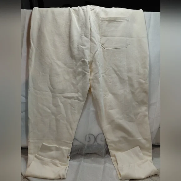 NWT Street Style Rhinestone Soft Cream Sweat Pants By Left Point Italy SIZE LG
